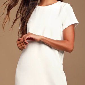 Shift and Shout Ivory Shift Dress - Lulus